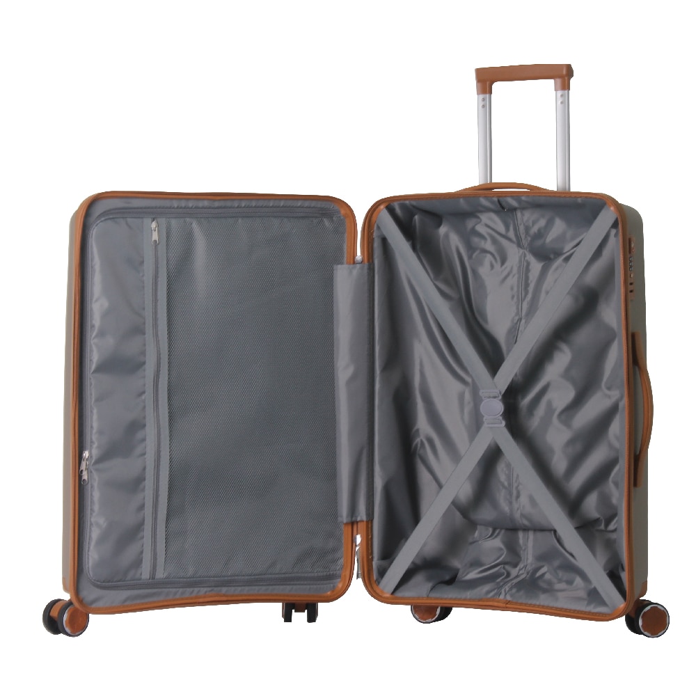 3-Piece Luggage Set Travel Lightweight Suitcases With Rolling Wheels, TSA Lock & Moulded Corner, Carry On Luggages For Business, Trip, (20"/24"/28"), Brown_voghion.com